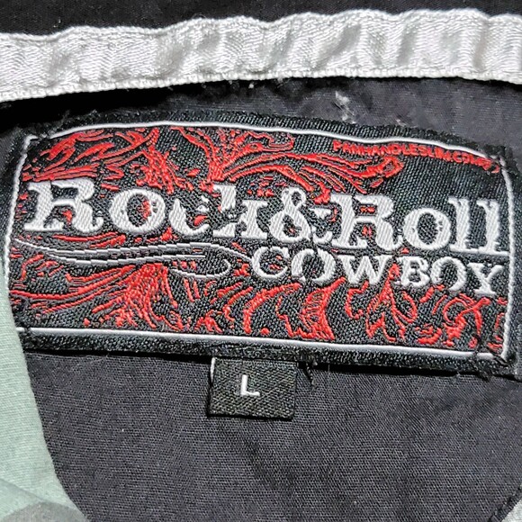 Rock & Roll Cowboy LS Full Metal Snap Camo Green Shirt - Size Large - Picture 5 of 6